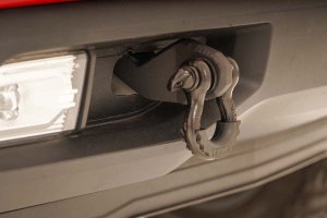 Chevrolet Silverado 1500 Tow Hook to Shackle Conversion Kit - Front - Rough Country - D-Ring Combo - Black - '19-'22